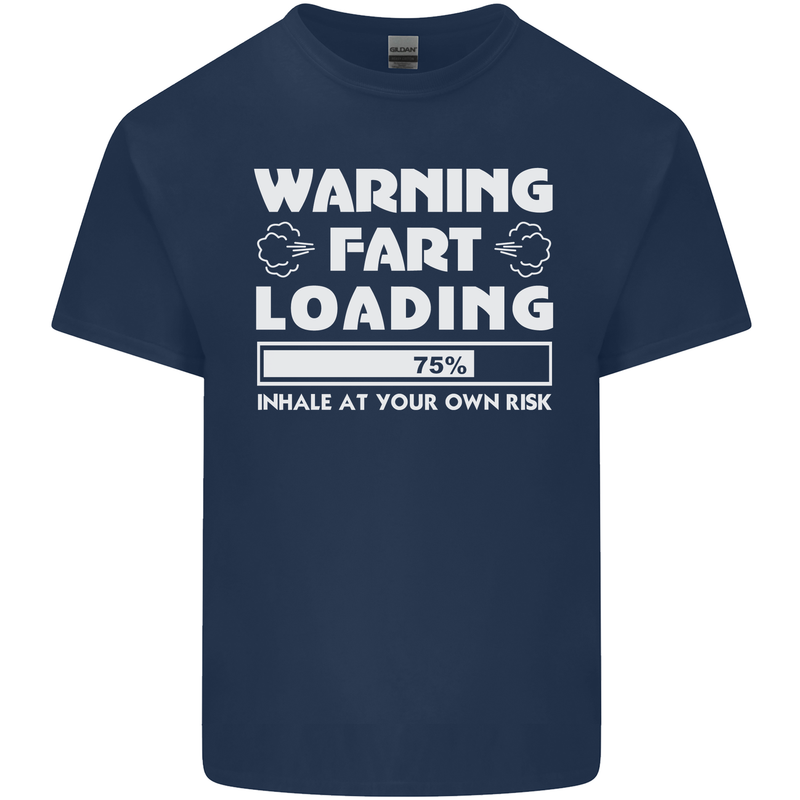 Warning Fart Loading Funny Farting Dad Kids T-Shirt Childrens Navy Blue
