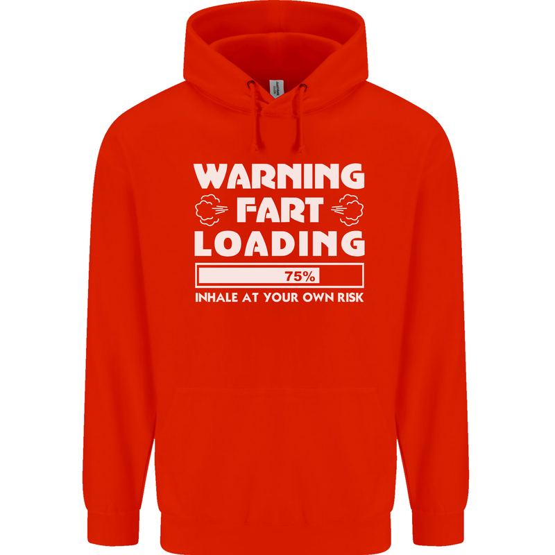 Warning Fart Loading Funny Farting Dad Mens 80% Cotton Hoodie Bright Red