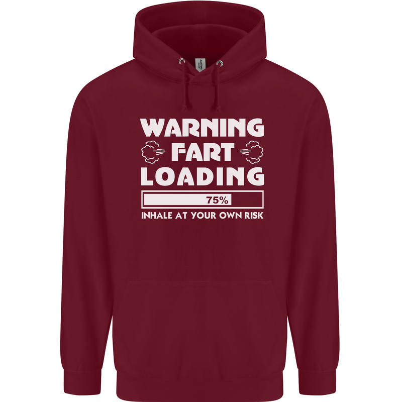 Warning Fart Loading Funny Farting Dad Mens 80% Cotton Hoodie Maroon