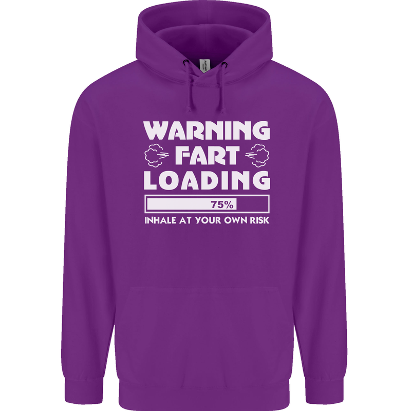 Warning Fart Loading Funny Farting Dad Mens 80% Cotton Hoodie Purple