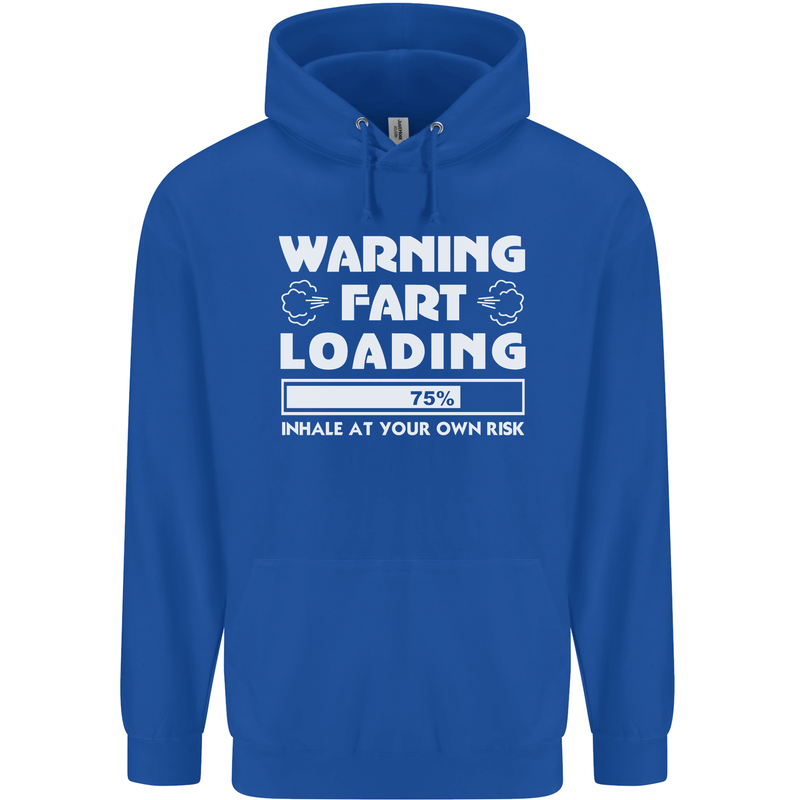 Warning Fart Loading Funny Farting Dad Mens 80% Cotton Hoodie Royal Blue
