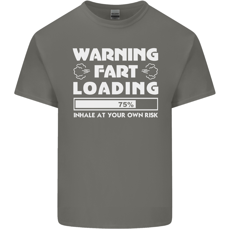 Warning Fart Loading Funny Farting Dad Mens Cotton T-Shirt Tee Top Charcoal