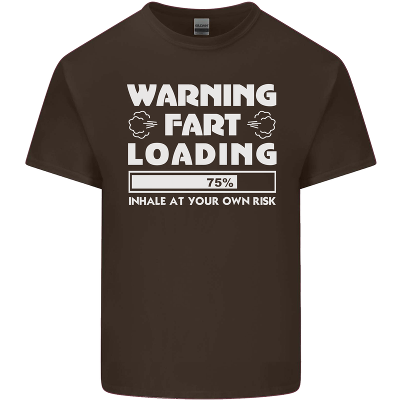 Warning Fart Loading Funny Farting Dad Mens Cotton T-Shirt Tee Top Dark Chocolate