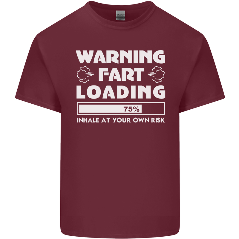 Warning Fart Loading Funny Farting Dad Mens Cotton T-Shirt Tee Top Maroon
