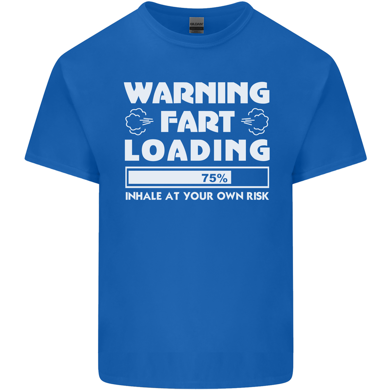 Warning Fart Loading Funny Farting Dad Mens Cotton T-Shirt Tee Top Royal Blue