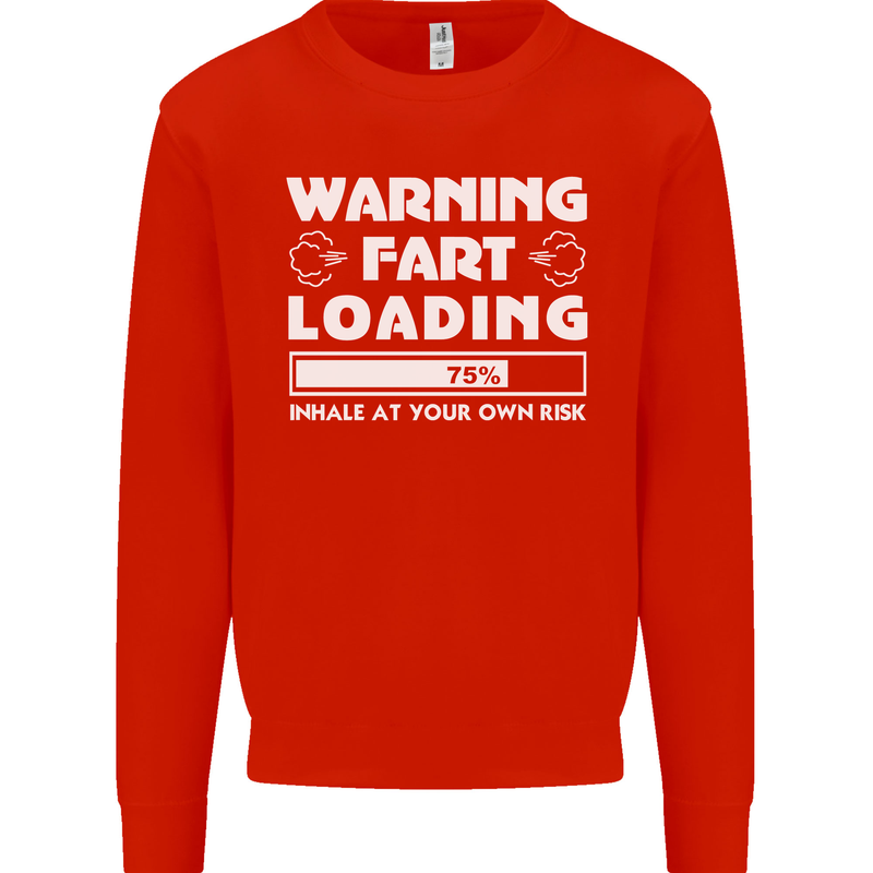 Warning Fart Loading Funny Farting Dad Mens Sweatshirt Jumper Bright Red