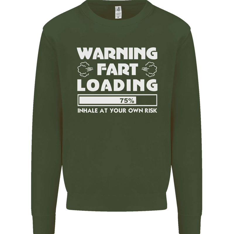 Warning Fart Loading Funny Farting Dad Mens Sweatshirt Jumper Forest Green