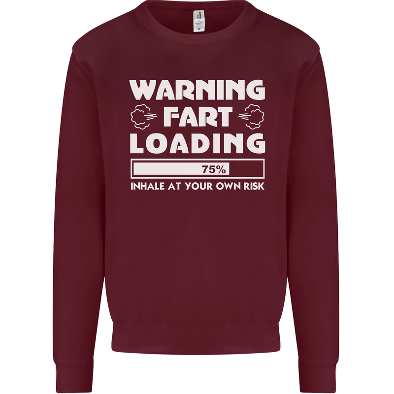 Warning Fart Loading Funny Farting Dad Mens Sweatshirt Jumper Maroon