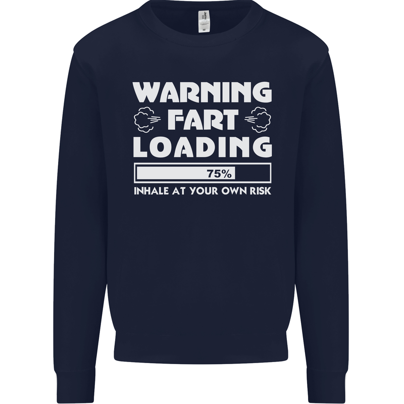 Warning Fart Loading Funny Farting Dad Mens Sweatshirt Jumper Navy Blue