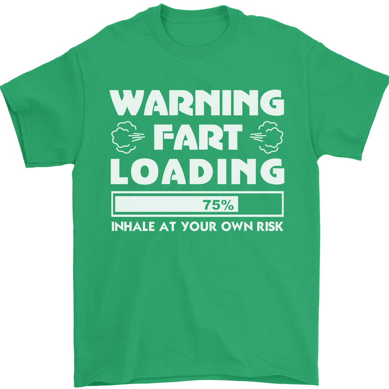 Warning Fart Loading Funny Farting Dad Mens T-Shirt Cotton Gildan Irish Green