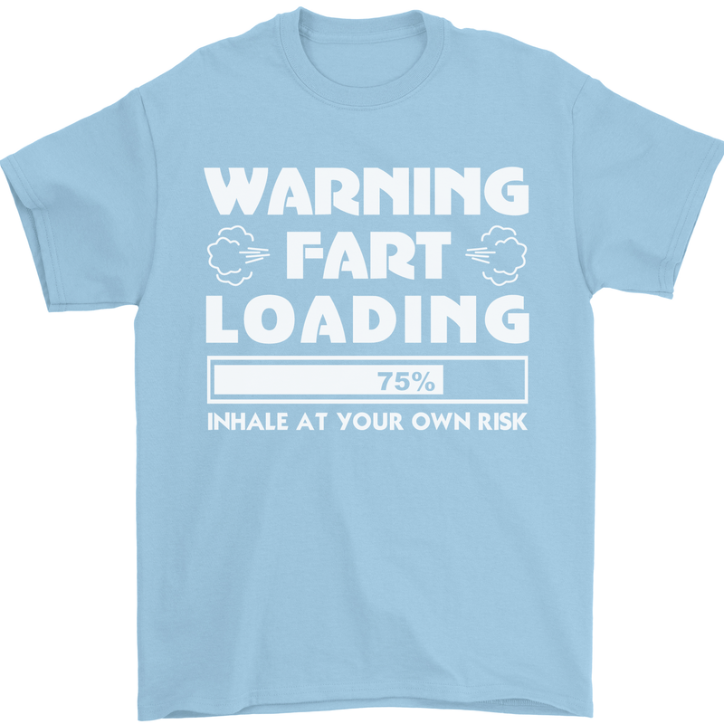 Warning Fart Loading Funny Farting Dad Mens T-Shirt Cotton Gildan Light Blue