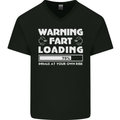 Warning Fart Loading Funny Farting Dad Mens V-Neck Cotton T-Shirt Black