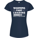 Warning Fart Loading Funny Farting Dad Womens Petite Cut T-Shirt Navy Blue