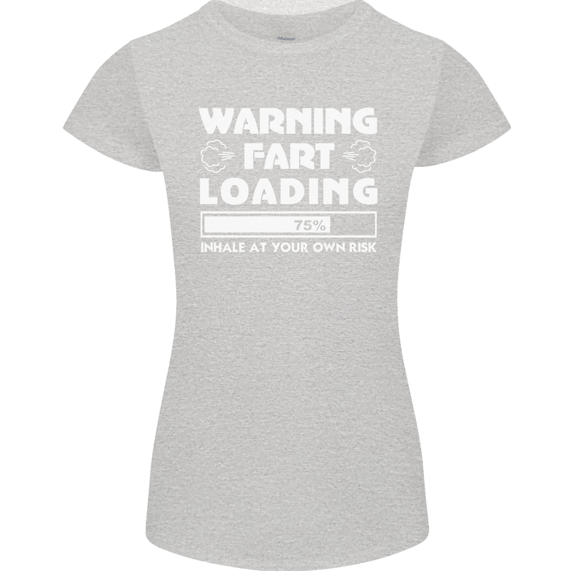Warning Fart Loading Funny Farting Dad Womens Petite Cut T-Shirt Sports Grey