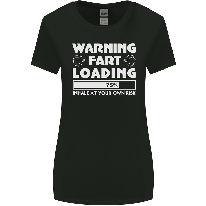 Warning Fart Loading Funny Farting Dad Womens Wider Cut T-Shirt Black