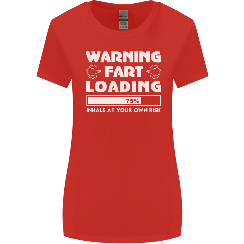 Warning Fart Loading Funny Farting Dad Womens Wider Cut T-Shirt Red