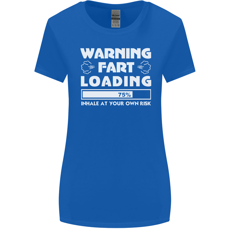 Warning Fart Loading Funny Farting Dad Womens Wider Cut T-Shirt Royal Blue