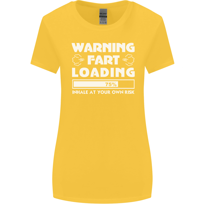 Warning Fart Loading Funny Farting Dad Womens Wider Cut T-Shirt Yellow
