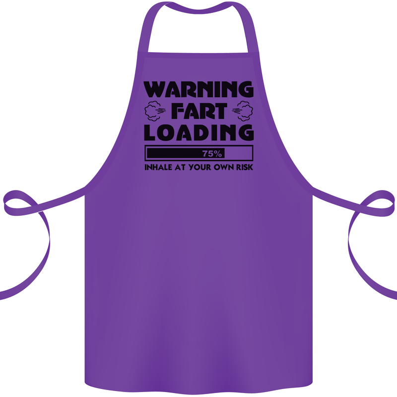 Warning Fart Loading Funny Farting Rude Cotton Apron 100% Organic Purple