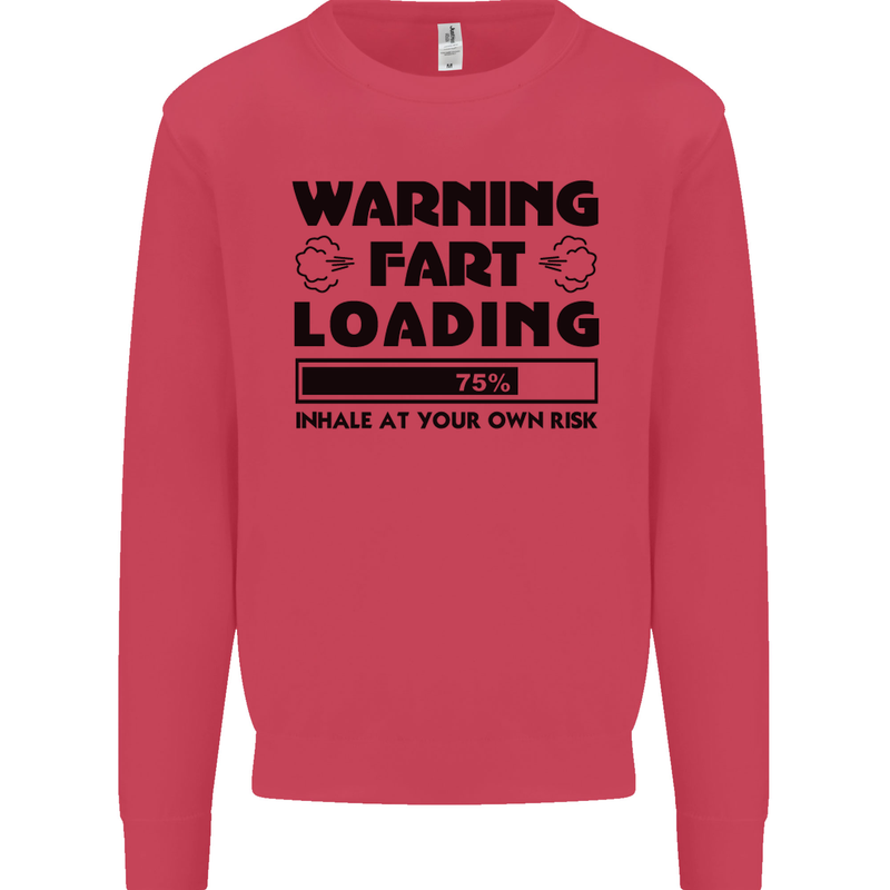 Warning Fart Loading Funny Farting Rude Kids Sweatshirt Jumper Heliconia