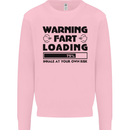 Warning Fart Loading Funny Farting Rude Kids Sweatshirt Jumper Light Pink