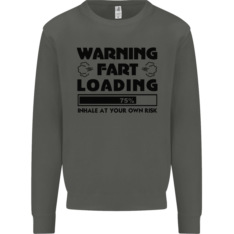 Warning Fart Loading Funny Farting Rude Kids Sweatshirt Jumper Storm Grey