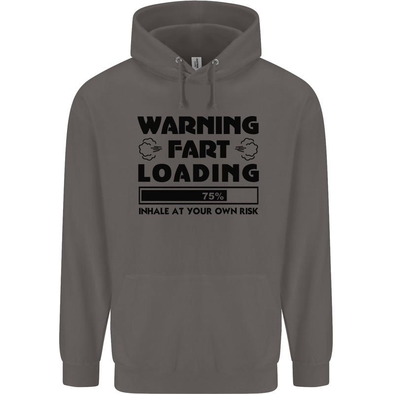 Warning Fart Loading Funny Farting Rude Mens 80% Cotton Hoodie Charcoal
