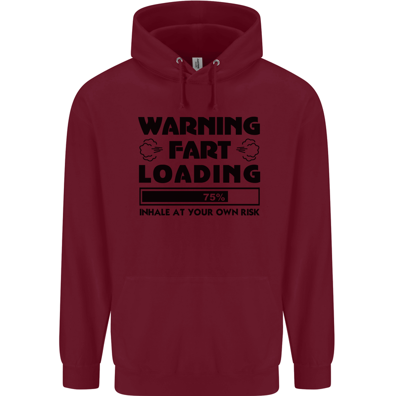 Warning Fart Loading Funny Farting Rude Mens 80% Cotton Hoodie Maroon
