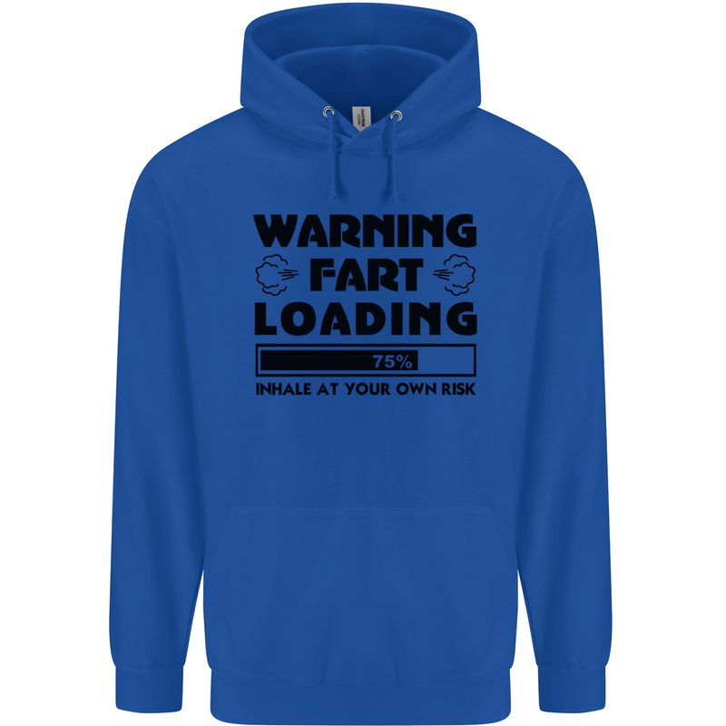 Warning Fart Loading Funny Farting Rude Mens 80% Cotton Hoodie Royal Blue
