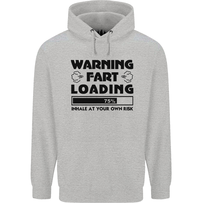Warning Fart Loading Funny Farting Rude Mens 80% Cotton Hoodie Sports Grey