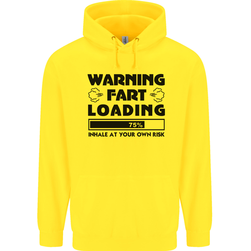 Warning Fart Loading Funny Farting Rude Mens 80% Cotton Hoodie Yellow