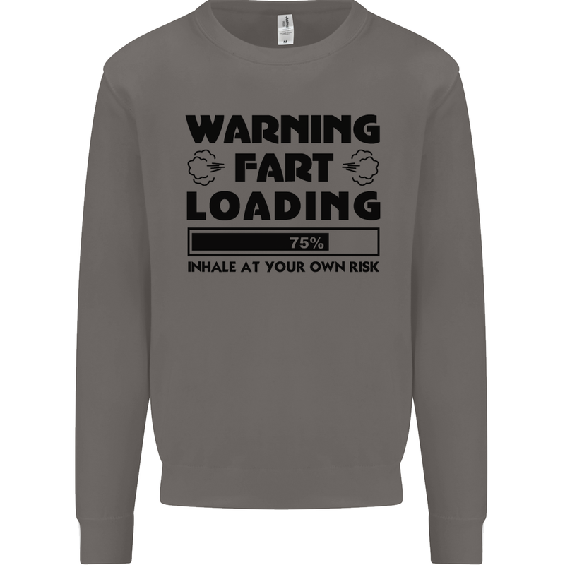 Warning Fart Loading Funny Farting Rude Mens Sweatshirt Jumper Charcoal