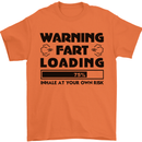 Warning Fart Loading Funny Farting Rude Mens T-Shirt Cotton Gildan Orange