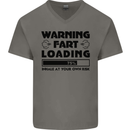 Warning Fart Loading Funny Farting Rude Mens V-Neck Cotton T-Shirt Charcoal