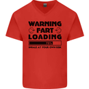 Warning Fart Loading Funny Farting Rude Mens V-Neck Cotton T-Shirt Red