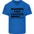 Warning Fart Loading Funny Farting Rude Mens V-Neck Cotton T-Shirt Royal Blue
