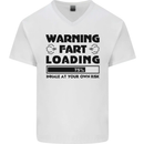 Warning Fart Loading Funny Farting Rude Mens V-Neck Cotton T-Shirt White