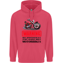 Warning May Spontaneously Talking About Motorbikes Childrens Kids Hoodie Heliconia