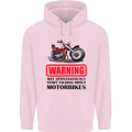 Warning May Spontaneously Talking About Motorbikes Childrens Kids Hoodie Light Pink