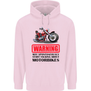 Warning May Spontaneously Talking About Motorbikes Childrens Kids Hoodie Light Pink