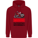 Warning May Spontaneously Talking About Motorbikes Childrens Kids Hoodie Red