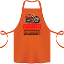 Warning May Spontaneously Talking About Motorbikes Cotton Apron 100% Organic Orange