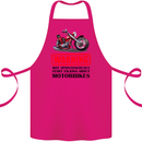 Warning May Spontaneously Talking About Motorbikes Cotton Apron 100% Organic Pink