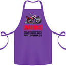 Warning May Spontaneously Talking About Motorbikes Cotton Apron 100% Organic Purple
