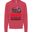 Warning May Spontaneously Talking About Motorbikes Kids Sweatshirt Jumper Heliconia