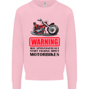 Warning May Spontaneously Talking About Motorbikes Kids Sweatshirt Jumper Light Pink