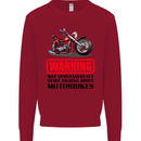 Warning May Spontaneously Talking About Motorbikes Kids Sweatshirt Jumper Red
