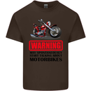 Warning May Spontaneously Talking About Motorbikes Kids T-Shirt Childrens Chocolate