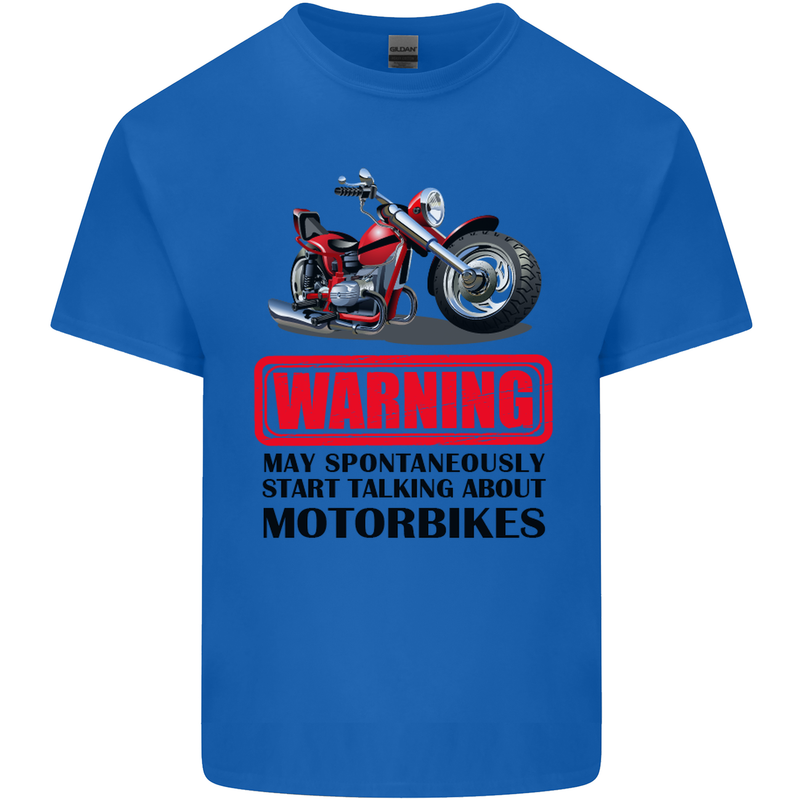 Warning May Spontaneously Talking About Motorbikes Kids T-Shirt Childrens Royal Blue
