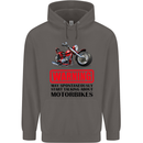 Warning May Spontaneously Talking About Motorbikes Mens 80% Cotton Hoodie Charcoal